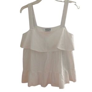 Madison the Label Tiered Linen blend Boho Blouse Size Small White